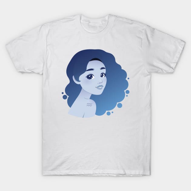 Aquarius Zodiac Sign T-Shirt by Elysart